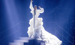 Sheldon Riley from Australia sings the title "Not The Same" during a rehearsal for the Eurovision Song Contest (ESC).