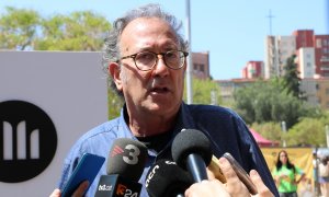 El president d'Òmnium Cultural, Xavier Antich, en una atenció als mitjans.