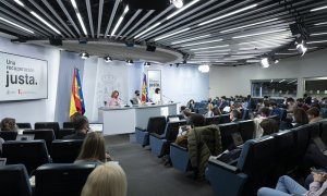 Imagen de una rueda de prensa del Consejo de Ministros en Moncloa durante el pasado mes de marzo.