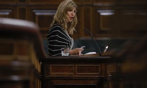 La vicepresidenta segunda y ministra de Trabajo, Yolanda Díaz, en el Congreso de los Diputados