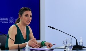 La ministra de Igualdad, Irene Montero durante la rueda de prensa tras el Consejo de Ministros celebrado en La Moncloa este martes.