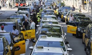 Protesta taxistas en Barcelona