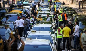 18/05/2022 - L'aturada dels taxistes aquest dimecres a Barcelona, contra la liberalització de les llicències VTC.