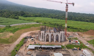 Imagen de la construcción de la basílica Nuestra Señora de Fátima de los Heraldos del Evangelio en El Salvador