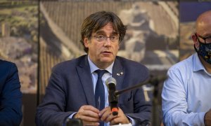 El expresidente de la Generalitat Carles Puigdemont, en una rueda de prensa a 25 de septiembre de 2021, en L’Alguer.