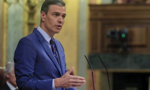 26/05/2022.- El presidente del Gobierno, Pedro Sánchez interviene este jueves en el Congreso para dar cuenta del espionaje con Pegasus sufrido por él mismo y por líderes independentistas, un caso que había abierto una profunda brecha con sus socios parla