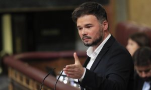 El portavoz de ERC, Gabriel Rufián interviene este jueves en el Congreso para dar cuenta del espionaje con Pegasus