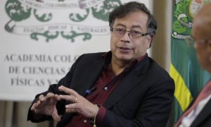 24/05/2022-El candidato presidencial por la coalición Pacto Histórico, Gustavo Petro, el 24 de mayo durante una reunión con la Academia de Ciencias en Bogotá (Colombia)