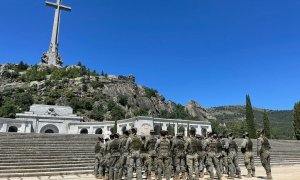 Los miembros de la compañía de del Batallón de Infantería Protegida (BIP) “Uad Ras” II / 31, en el Valle de los Caídos.