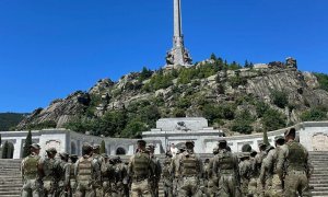 Los miembros de la compañía de del Batallón de Infantería Protegida (BIP) “Uad Ras” II / 31, en el Valle de los Caídos.