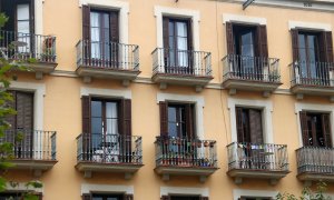 La façana d'un edifici de l'Eixample, a Barcelona.