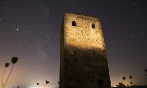 Las lluvias de estrellas fugaces conocidas como las perseidas y típicas del mes de agosto en la campiña sevillana, en Gerena, Sevilla a 14 de agosto del 2020