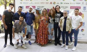 21/06/2022-La presentadora Luján Arguelles posa junto a la artista drag peruana Gad Yola , la dj Sofía Cristo  y el artista dEmo, entre otros, en el Museo Thyssen-Bornemisza durante su asistencia a la presentación de la programación oficial del MADO 2022