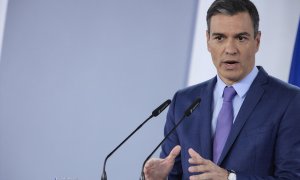 El presidente del Gobierno de España , Pedro Sánchez, comparece tras la reunión del Consejo de Ministros Extraordinario, en el Palacio de la Moncloa, a 22 de junio de 2022, en Madrid