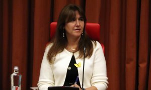 La presidenta del Parlament, Laura Borràs, a la reunió de la Junta de Portaveus.