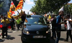 30/05/2017 - Imatge d'arxiu d'una protesta del sector del taxi contra Uber i Cabify.