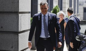 El presidente del Gobierno, Pedro Sánchez, a su llegada al debate sobre el estado de la nación que comienza este martes en el Congreso.