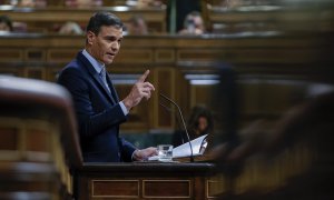 12/07/2022. El presidente del Gobierno, Pedro Sánchez, interviene durante el debate sobre el estado de la nación que comienza este martes en el Congreso, a 12 de julio de 2022.