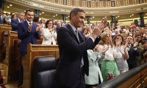 12/07/2022. El presidente del Gobierno, Pedro Sánchez, aplaude durante la primera jornada del debate sobre el estado de la nación, en el Congreso de los Diputados, a 12 de julio de 2022.