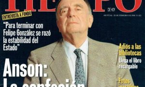 Portada de la revista 'Tiempo' en la que Anson reconoció los ataques a Felipe González.