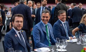 14/07/2022. El presidente de la Generalitat, Pere Aragonès, y el presidente del Gobierno, Pedro Sánchez, en el Camp Nou, a 27 de junio de 2022, en Barcelona, Catalunya.