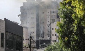 Edificio atacado por las fuerzas israelíes en Gaza.