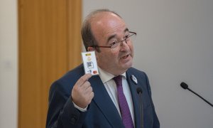 El ministro de Cultura y Deporte, Miquel Iceta, interviene en la presentación del Bono Cultural Joven, en el Museo de Bellas Artes, a 25 de julio de 2022, en Valencia, Comunidad Valenciana (España).