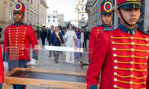 La espada de Bolívar en el acto de investidura de Gustavo Petro como presidente de Colombia. En Bogotá, a 7 de agosto de 2022.