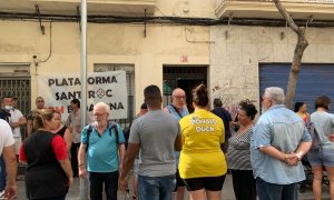 Concentració durant un desnonament a Badalona.