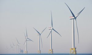 Aerogeneradores del parque eólico marino East Anglia One, en Reino Unido, desarrollado por Iberdola.