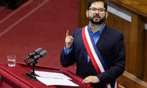 El presidente chileno Gabriel Boric pronuncia su primer discurso anual sobre el "Estado de la Nación" en el Congreso Nacional.