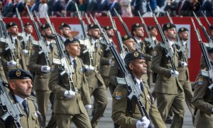 Militares participantes en el desfile del 12 de octubre en Madrid. Imagen de Archivo.