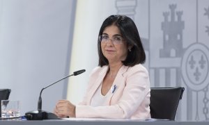 02/09/2022. La ministra de Sanidad, Carolina Darias, durante una rueda de prensa en La Moncloa, a 23 de agosto de 2022.