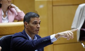 El presidente del Gobierno, Pedro Sánchez, durante el pleno del Senado celebrado este martes en Madrid