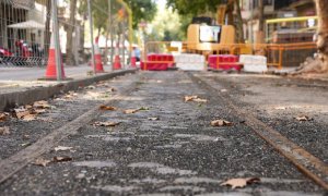 06/09/2022 - Les vies de l'antic tramvia de Barcelona trobades en les obres de la superilla de l'Eixample.