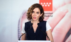 La presidenta de la Comunidad de Madrid, Isabel Díaz Ayuso, interviene en un acto en el Hospital Infantil Universitario Niño Jesús, a 6 de mayo de 2022, en Madrid.