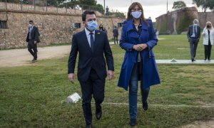 El president de la Generalitat, Pere Aragonès; y la líder de Junts, Laura Borràs, en una imagen de Archivo.