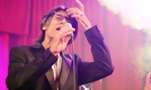 Amador Losada, de Los Chorbos, en el concierto de presentación de 'Gipsy Power', la banda sonora del cine quinqui.