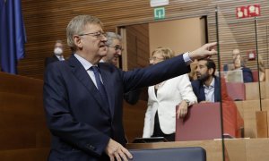 El president de la Generalitat Valenciana, Ximo Puig, a su llegada al último debate de política general de esta legislatura en Les Corts, a 27 de septiembre de 2022.