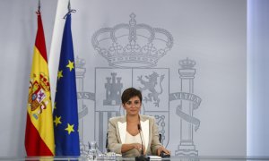 La ministra de Política Territorial y portavoz del Gobierno, Isabel Rodríguez durante la rueda de prensa ofrecida tras la reunión del Consejo de Ministros, este martes en el Palacio de La Moncloa