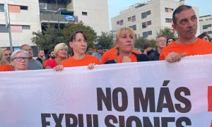 Decenas de afectados por las subidas del alquiler de Blackstone protestan en Getafe.