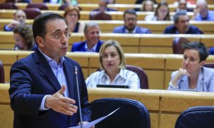 El ministro de Asuntos Exteriores, José Manuel Albares, durante la sesión de control al Gobierno este martes en el Senado.