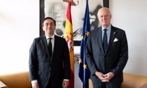 El ministro de Asuntos Exteriores, UE y Cooperación, José Manuel Albares, y el enviado de la ONU para el Sáhara Occidental, Staffan de Mistura, en una imagen de archivo.