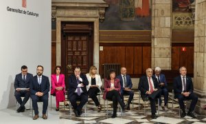 Els membres del Govern en la presa de possessió dels nous consellers després de la marxa de Junts de l'executiu.