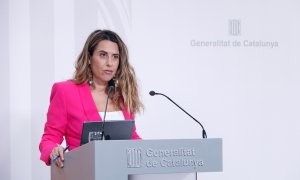 La portaveu del Govern, Patrícia Plaja, durant una roda de premsa.