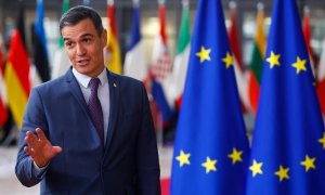 El presidente del Gobierno, Pedro Sánchez, a su llegada al Consejo Europeo que se celebra en Bruselas.