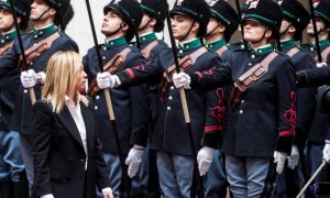 La primera ministra italiana, Giorgia Meloni, a su llegada al Palacio Chigi de Roma, a 23 de octubre de 2022.