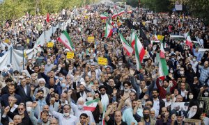 Manifestantes en Teherán