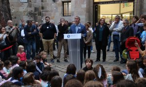 El conseller d'Educació, Josep González Cambray, aquesta tarda a l'Escola Sant Felip Neri de Barcelona.