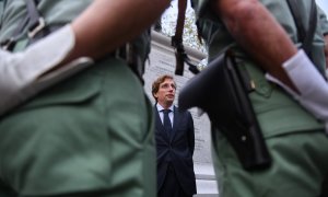 El alcalde de Madrid, José Luis Martínez-Almeida, durante la inauguración de la Estatua al Legionario. E.P./Fernando Sánchez